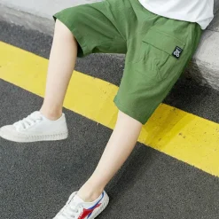 Kids Boys Shorts Pocket Solid Color Breathable Comfort Shorts Outdoor Cotton Cool Daily turmeric Black Sky Blue Mid Waist