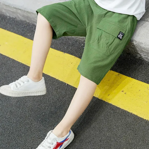 Kids Boys Shorts Pocket Solid Color Breathable Comfort Shorts Outdoor Cotton Cool Daily turmeric Black Sky Blue Mid Waist