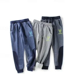 Kids Boys Sweatpants Trousers Cartoon Letter Pants Outdoor Cotton Daily Dark Gray Navy Blue Grey / Winter / Fall