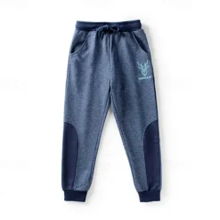 Kids Boys Sweatpants Trousers Cartoon Letter Pants Outdoor Cotton Daily Dark Gray Navy Blue Grey / Winter / Fall