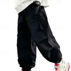 Kids Boys Sweatpants Trousers Pocket Solid Color Breathable Soft Comfort Pants Training Sports Daily Black Green Mid Waist