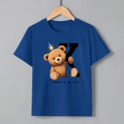 Kids Boys T shirt Tee Bear Short Sleeve Children Top School 3D Print Neutral Daily Summer Deep Blue 8 to 13 Years