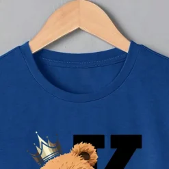 Kids Boys T shirt Tee Bear Short Sleeve Children Top School 3D Print Neutral Daily Summer Deep Blue 8 to 13 Years