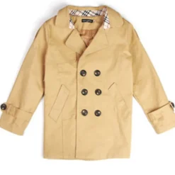 Kids Boys Trench Coat Outwear Long Sleeve Windproof Plain Winter Basic Daily Coat 4-13 Years Black Khaki Red