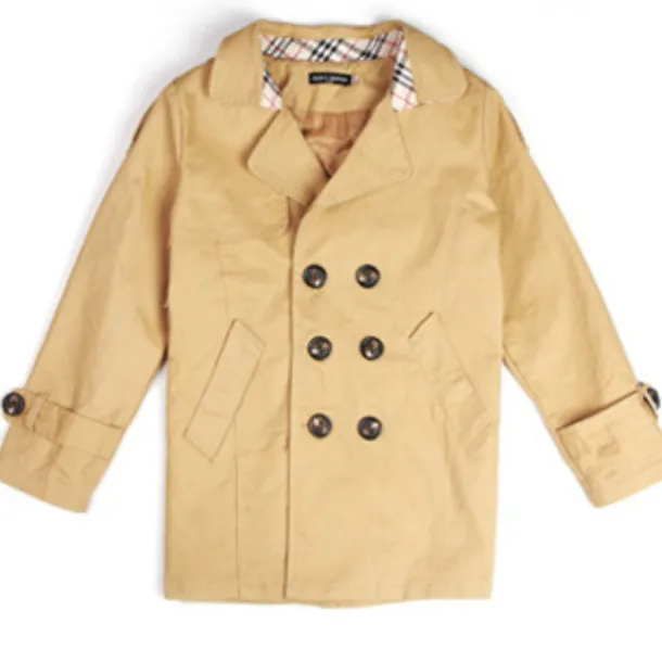 Kids Boys Trench Coat Outwear Long Sleeve Windproof Plain Winter Basic Daily Coat 4-13 Years Black Khaki Red