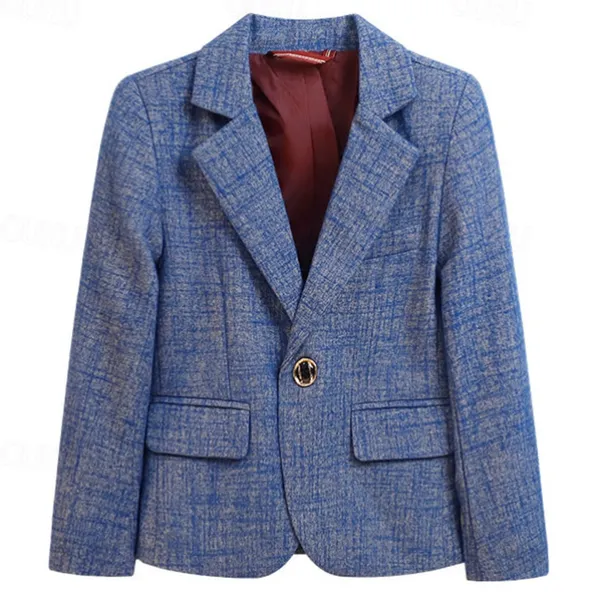 Kids Boys Valentines Blazer Outerwear Plaid Long Sleeve Pocket Coat Formal Fashion Cool 19176 Black 19176 Navy Blue 21202 Black Spring Fall 4-12 Years