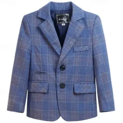 Kids Boys Valentines Blazer Outerwear Plaid Long Sleeve Pocket Coat Formal Fashion Cool 19176 Black 19176 Navy Blue 21202 Black Spring Fall 4-12 Years