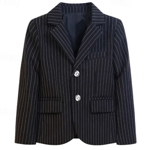 Kids Boys Valentines Blazer Outerwear Plaid Long Sleeve Pocket Coat Formal Fashion Cool 19176 Black 19176 Navy Blue 21202 Black Spring Fall 4-12 Years