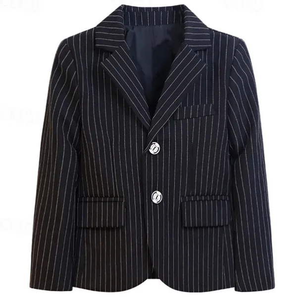 Kids Boys Valentines Blazer Outerwear Plaid Long Sleeve Pocket Coat Formal Fashion Cool 19176 Black 19176 Navy Blue 21202 Black Spring Fall 4-12 Years