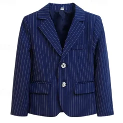Kids Boys Valentines Blazer Outerwear Plaid Long Sleeve Pocket Coat Formal Fashion Cool 19176 Black 19176 Navy Blue 21202 Black Spring Fall 4-12 Years