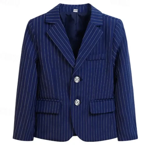 Kids Boys Valentines Blazer Outerwear Plaid Long Sleeve Pocket Coat Formal Fashion Cool 19176 Black 19176 Navy Blue 21202 Black Spring Fall 4-12 Years