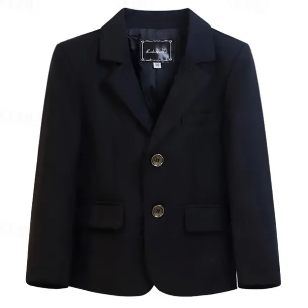 Kids Boys Valentines Blazer Outerwear Plaid Long Sleeve Pocket Coat Formal Fashion Cool 19176 Black 19176 Navy Blue 21202 Black Spring Fall 4-12 Years