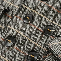Kid's Boys Woolen Coat Outerwear Plaid Long Sleeve Patchwork Coat Party Fashion Daily Brown Gray Fall Winter 7-13 Years