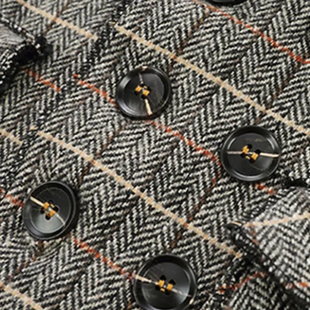 Kid's Boys Woolen Coat Outerwear Plaid Long Sleeve Patchwork Coat Party Fashion Daily Brown Gray Fall Winter 7-13 Years