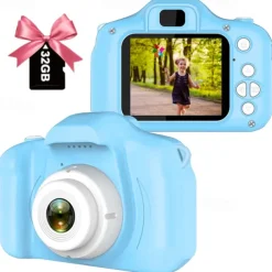 Kids Camera Birthday for Girls and Boys Kids Toys for 3 4 5 6 7 8 Year Old Children Digital Video Selfie Cameras for Toddler with 32GB SD Card Pink
