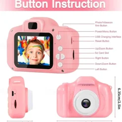 Kids Camera Birthday for Girls and Boys Kids Toys for 3 4 5 6 7 8 Year Old Children Digital Video Selfie Cameras for Toddler with 32GB SD Card Pink