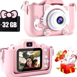 Kids Camera Digital Camera for Girls Age 3-8, 9600W Toddler Camera for Kids with 64GB SD Card, Toddler Girls Toys Age 6-8, Kids Christmas Birthday Gifts for Girls