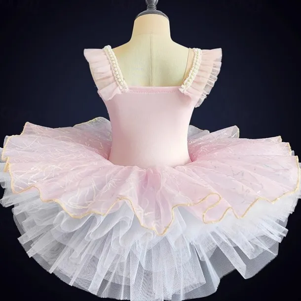 Kids' Dancewear Ballet Dance Costumes Dress Paillette Tulle Girls' Performance Party Sleeveless Spandex Organza