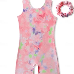 Kids' Dancewear Gymnastics Leotard / Onesie Printing Splicing Girls' Performance Training Sleeveless High Polyester