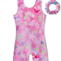 Kids' Dancewear Gymnastics Leotard / Onesie Printing Splicing Girls' Performance Training Sleeveless High Polyester