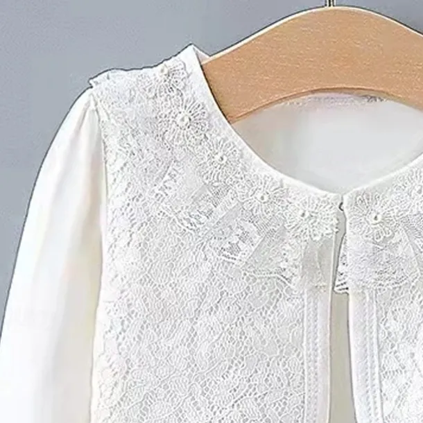 Kids Girls' Blazer Solid Color Fashion Lace Outdoor Cotton Coat Outerwear 2-12 Years Summer Black White Beige