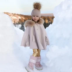 Kids Girls' Cape Solid Color Active Outdoor Cotton Coat Outerwear 2-13 Years Fall Peach Red Camel