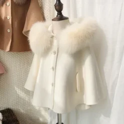 Kids Girls' Cape Solid Color Active Outdoor Cotton Coat Outerwear 2-13 Years Fall Peach Red Camel