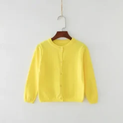 Kids Girls' Cardigan Solid Color School Long Sleeve Active Cotton 7-13 Years Spring Water Blue turmeric Dark powder