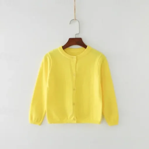 Kids Girls' Cardigan Solid Color School Long Sleeve Active Cotton 7-13 Years Spring Water Blue turmeric Dark powder