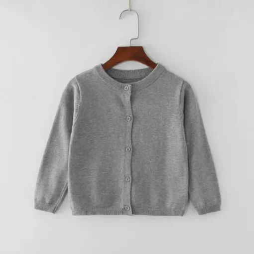 Kids Girls' Cardigan Solid Color School Long Sleeve Active Cotton 7-13 Years Spring Water Blue turmeric Dark powder