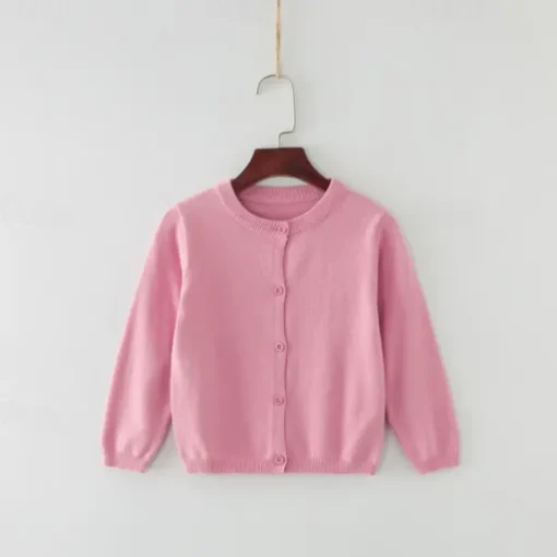 Kids Girls' Cardigan Solid Color School Long Sleeve Active Cotton 7-13 Years Spring Water Blue turmeric Dark powder
