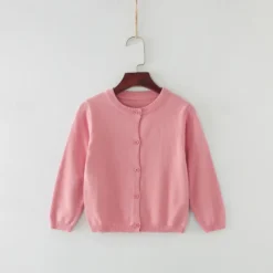 Kids Girls' Cardigan Solid Color School Long Sleeve Active Cotton 7-13 Years Spring Water Blue turmeric Dark powder