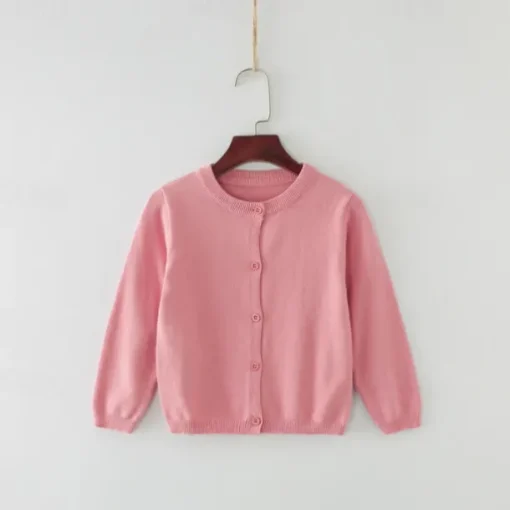 Kids Girls' Cardigan Solid Color School Long Sleeve Active Cotton 7-13 Years Spring Water Blue turmeric Dark powder