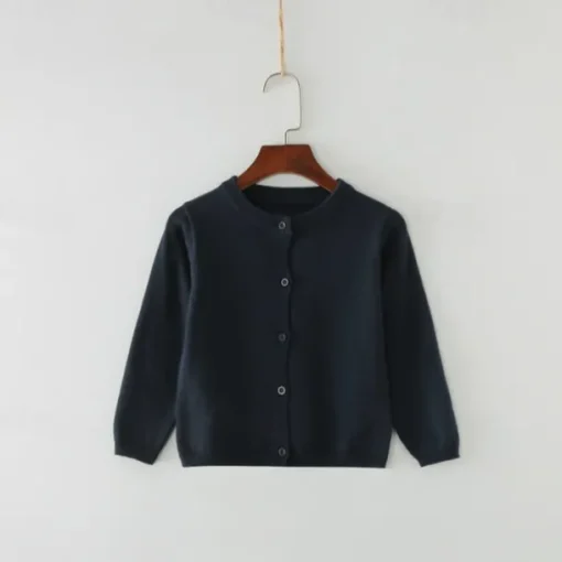 Kids Girls' Cardigan Solid Color School Long Sleeve Active Cotton 7-13 Years Spring Water Blue turmeric Dark powder