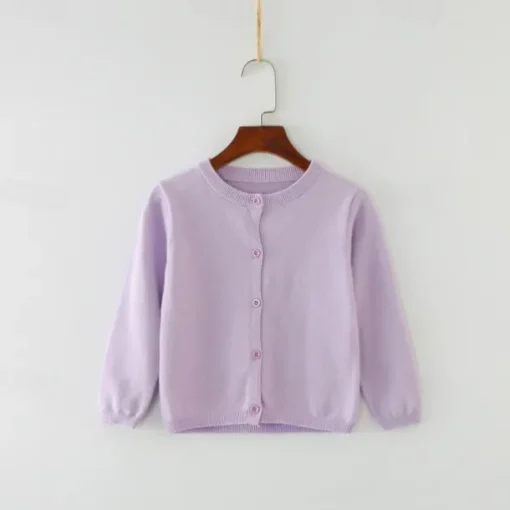Kids Girls' Cardigan Solid Color School Long Sleeve Active Cotton 7-13 Years Spring Water Blue turmeric Dark powder