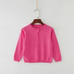 Kids Girls' Cardigan Solid Color School Long Sleeve Active Cotton 7-13 Years Spring Water Blue turmeric Dark powder