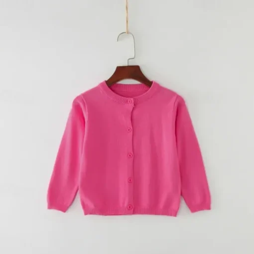 Kids Girls' Cardigan Solid Color School Long Sleeve Active Cotton 7-13 Years Spring Water Blue turmeric Dark powder
