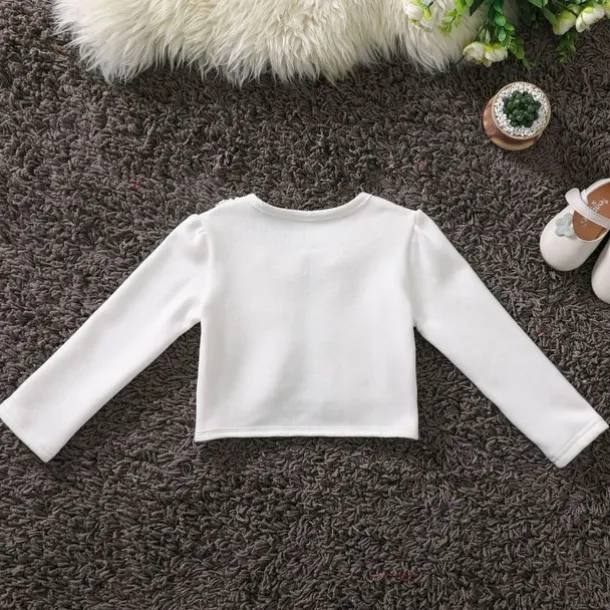 Kids Girls' Cardigan Solid Color School Long Sleeve Button Active Cotton 4 years+ Spring Red plus velvet White plus velvet Black