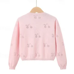 Kids Girls' Cardigan Solid Color School Long Sleeve Daily 4 years+ Fall White Yellow Pink
