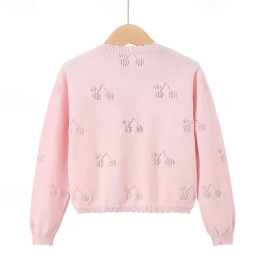 Kids Girls' Cardigan Solid Color School Long Sleeve Daily 4 years+ Fall White Yellow Pink