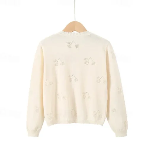 Kids Girls' Cardigan Solid Color School Long Sleeve Daily 4 years+ Fall White Yellow Pink