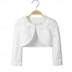 Kids Girls' Cardigans Solid Color Fashion Rivet Performance First Communion Dress For Girls Outerwear 3-13 Years Summer White
