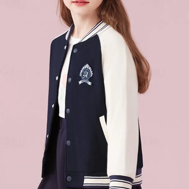 Kids Girls' Coat Color Block Streetwear Patchwork Vacation Cotton Coat Outerwear 4-12 Years Spring Black