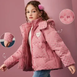 Kids Girls' Coat Graphic Streetwear Patchwork Vacation Coat Outerwear 4-12 Years Fall Pink