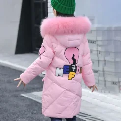 Kids Girls' Down Coat Cartoon Active Outdoor Coat Outerwear 4-13 Years Winter Black Pink