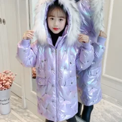 Kids Girls' Down Coat Graphic Active Outdoor Coat Outerwear 4-12 Years Winter Purple Pink White