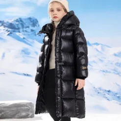 Kids Girls' Down Coat Kids Puffer Jacket Active Zipper School Coat Outerwear 4-13 Years Spring Black