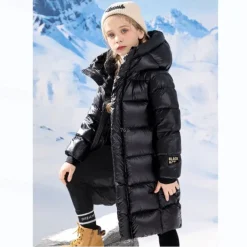 Kids Girls' Down Coat Kids Puffer Jacket Active Zipper School Coat Outerwear 4-13 Years Spring Black