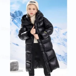 Kids Girls' Down Coat Kids Puffer Jacket Active Zipper School Coat Outerwear 4-13 Years Spring Black