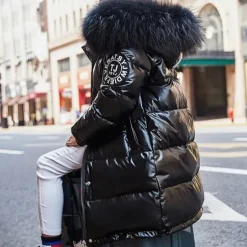 Kids Girls' Down Coat Kids Puffer Jacket Cool Outdoor Coat Outerwear 3-12 Years Fall Black Blue